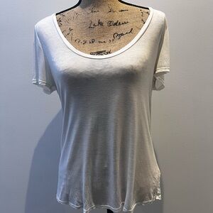 L’Agence designed white low neck scoop T-shirt